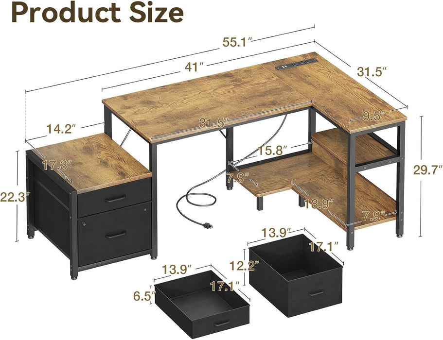 L Shaped Desk With Drawers IndustrialGrade Cabinet