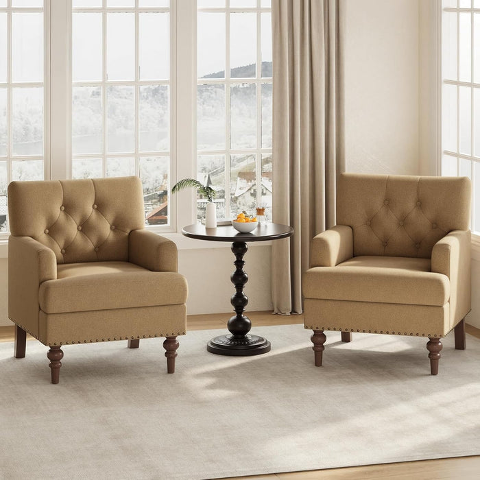 Brown Upholstered Accent Chair With Thick Cushions