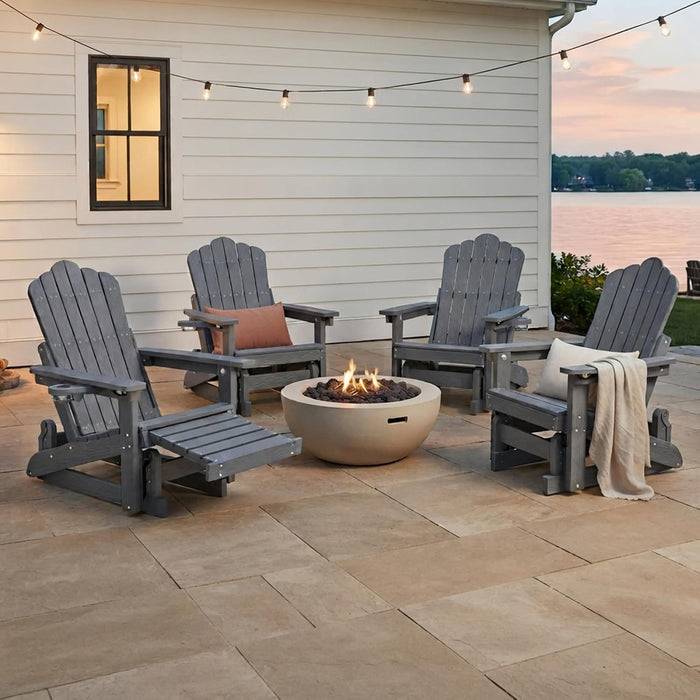 Adirondack Glider Chairs Set of 2,With Retractable Ottoman,Adjustable Back