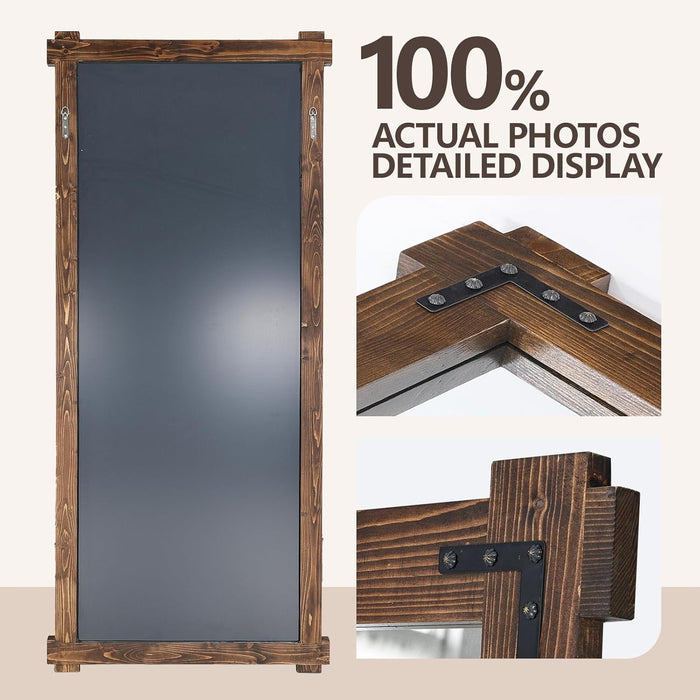 71x32Inch Precision Full Length Mirror Walnut Finish