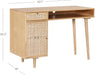 Aaron Modern Desk with Storage, Natural Rattan Table with Square Webbing and Gold Accent Knobs, Natural Brown
