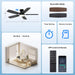 42" Ceiling Fans with Lights and Remote/App Control, Low Profile Ceiling Fan with Light, Reversible, Quiet 6 Speeds, Stepless Dimmable, Flush Mount Ceiling Fan for Bedroom Indoor/Outdoor Use