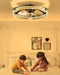 20" Low Profile Ceiling Fan with Light and Remote, Dimmable LED Flush Mount Ceiling Fan, 6 Speeds, White Modern Design for Bedroom/Living Room （Black-Crystal）