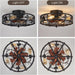 20" Caged Farmhouse Flush Mount Ceiling Fan with Light and Remote Control Bladeless Low Profile Ceiling Fans with Lights Enclosed Vintage Fan 6 Speed Reversible for Kitchen, Bedroom