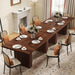 78 Inch Rectangular Dining Table for 6-8 People, Large Modern Farmhouse Kitchen Table with Grooved Wood-Strip Base, Perfect for Dining Room or Family Gathering, Walnut