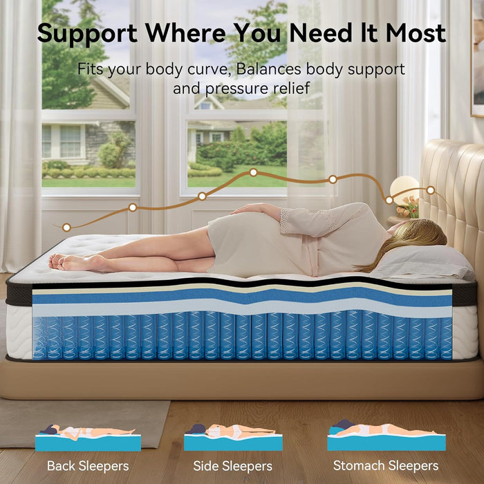 Queen 12Inch Hybrid Mattress With UltraMemory Foam