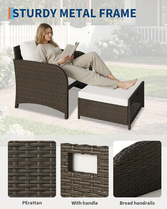 5-Piece Outdoor Patio Conversation Set with Hidden Ottomans