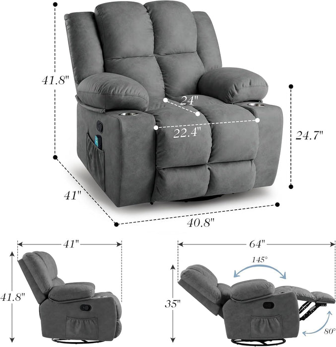 Oversized Swivel Recliner with Cup Holder