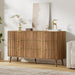 55" Wide Fluted Dresser for Bedroom with 6 Drawer, Modern Chest of Drawers with Curved Profile Design and Metal Handles, Wood Dresser TV Stand & Storage Organizer for Living Room, Walnut