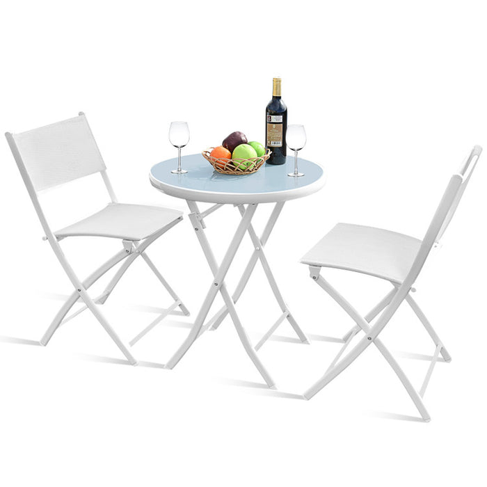 3 Pieces Patio Folding Bistro Set for Balcony or Outdoor Space