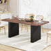 Modern Dining Table for 6-8, 71" Rectangular Farmhouse Kitchen Table with 3.6"×22.9" Black Fluted Wave Metal Legs & Wooden Top, Large Dining Table for Home Office, Dining, Walnut