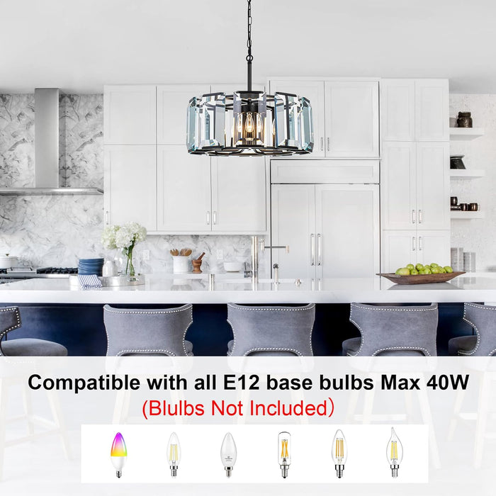 TwentyInch Modern Luxe OnyxBlack Crystal Chandelier FiveLight