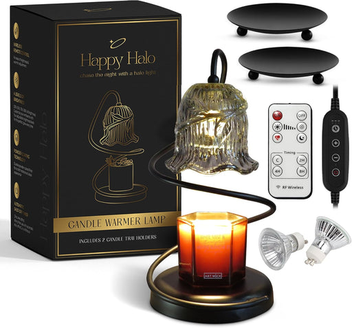 Candle Warmer Lamp with Wireless Remote Control, Timer Dimmer, 2 Bulbs + Bonus Candle Trays – Candle Warmers for Jar Candles, Gifts for Women Mom, Bedroom Decor, House Warming Gift