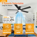 52 Inch Ceiling Fans with Light, Black Ceiling Fan with Light and Remote Control, Dimmable LED, Noiseless DC Reversible Motor, Flush Mount, Low Profile Ceiling Fans for Indoor/Outdoor Use