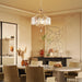 Modern Crystal Chandeliers round 4-Light Large Brushed Nickel Pendant Lighting Fixture for Dining Room Living Room Kitchen Island Bedroom Hallway Hall Foyer, 15.7"