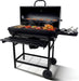 Charcoal Grill with Lid, 27" Outdoor BBQ Grill with Thermometer, Side Shelves, Wheels & Ash Catcher, Large Barrel Charcoal Smoker for Backyard, Camping & Outdoor Cooking