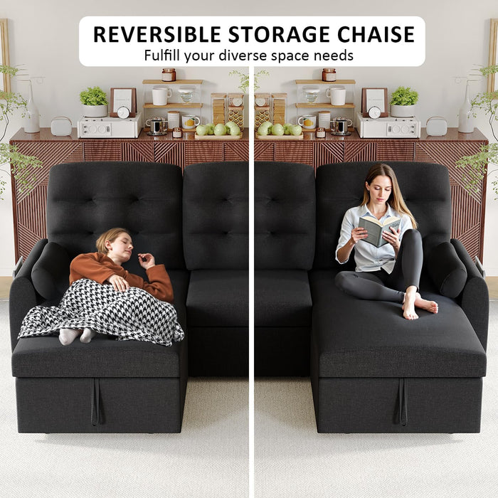 86Inch Convertible Sleeper Sectional With USB Ports