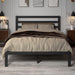 Full Size Metal Bed Frame with Headboard, Metal Slats, Black