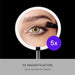 Sensor Mirror Fold, 5'' with 10X Magnification, round Rechargeable Travel Makeup Mirror, Tru-Lux® Full-Spectrum Light, Adjustable Brightness & Height, Brushed Stainless Steel