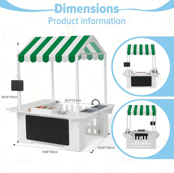 Kids Outdoor Playhouse, Mud Kitchen, BBQ Toys,Outdoor Playsets, Ideal Role Play Toy Gift for Toddlers and Kids Ages 3-8 (White)