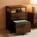 Rolling Mobile File Cabinet W/ 2 Drawers & Open Shelf, Rustic Brown