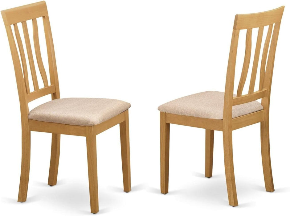 OXAN5-OAK-C 5 Piece Kitchen Table Set for 4 Includes a Square Dining Table and 4 Linen Fabric Dining Room Chairs, 36X36 Inch, Oak