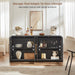 65" Sideboard Buffet Cabinet with Arched Glass Doors, Dark Gray | Modern Wood Sideboard, Spacious Storage Credenza, Adjustable Shelves, Living Room Accent Cabinet, Dining Room & Entryway Use