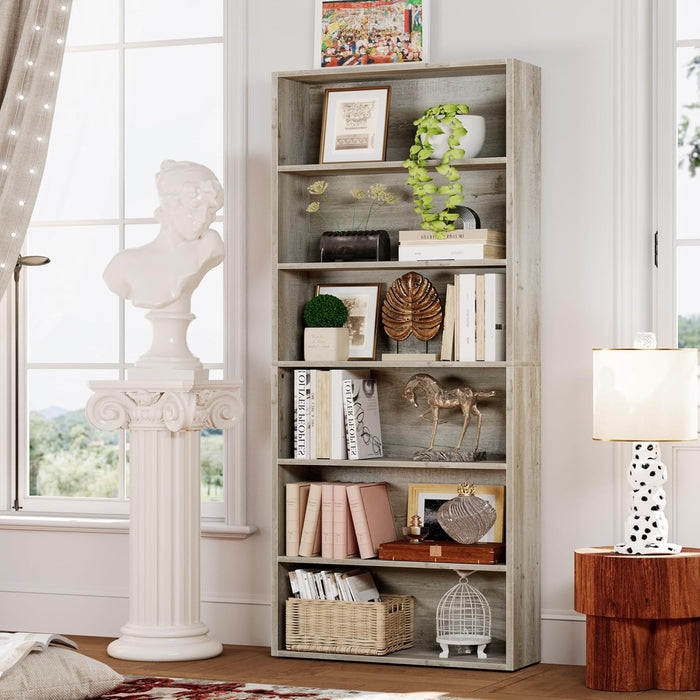 Bookshelves and Bookcases Floor Standing 6 Tier Display Storage Shelves 70In Tall Bookcase Home Decor Furniture for Home Office, Living Room, Bed Room