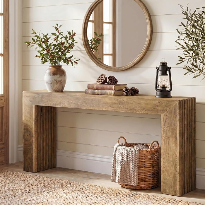63-Inch Fluted Entryway Table, Farmhouse Long Narrow Console Table, Sofa Table behind Couch for Living Room, Hallway, Foyer