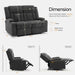 Loveseat Recliner Sofa with Cup Holders, 2-Seater Fabric Reclining Couch, Manual Recliner Wall Hugger for Living Room, Small Spaces, Home Theater (Dark Gray)