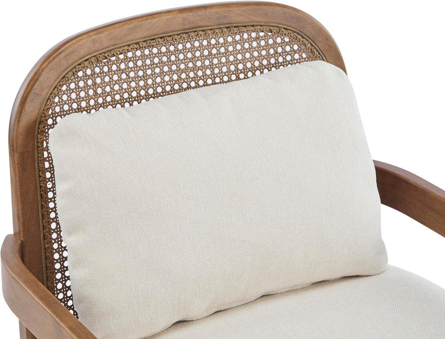 MidCenturyBeigeUpholstered Club Chair Set 2 Open Back