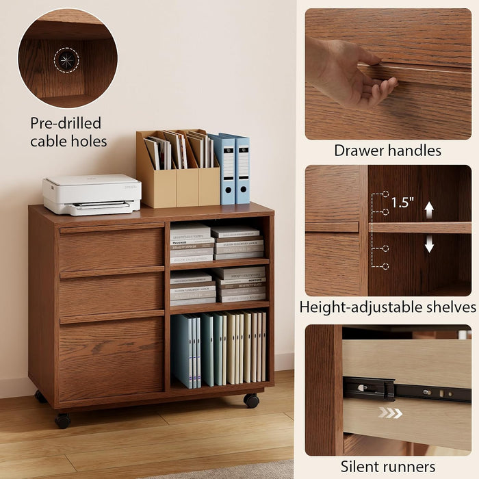 Solid Wood Executive Lockable Drawers File Cabinet