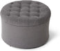 25" Ottoman with Storage, round Pouf Ottoman Foot Rest, Small Storage Foot Stool for Couch Bedroom Living Room, Books, Blankets & Kid'S Toy Box, Load up to 220 Lbs, Grey