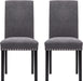 Dining Chair Upholstered Fabric Dining Chairs with Copper Nails,Set of 4,Grey