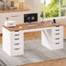 55 Inch Computer Desk with 10 Drawers and Outlets for Home Office