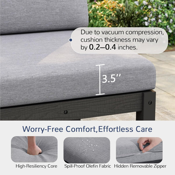 6-Piece Patio Sectional Sofa Set, Modular Outdoor Furniture Set - All-Weather Waterproof HIPS Frame & Quick-Dry Olefin Cushions, Black