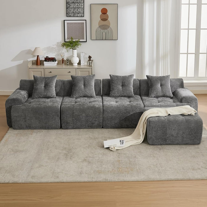 CharcoalGray 101Inch Modular Sectional Sofa With Ottoman