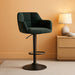 Modern Swivel Bar Stools Set of 2 Velvet Counter Height Barstools with Back and Arms Adjustable Bar Stool Chairs with Metal Base for Kitchen Island/Home Bar/Dining Room, Green