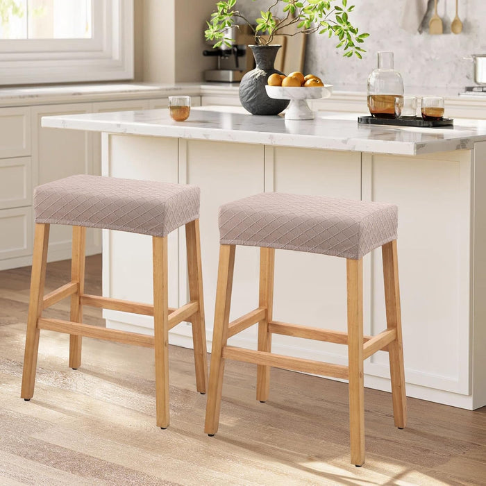 Stool Covers Rectangle - 2 Pack Stretch Waterproof Saddle Seat Cover Counter Bar Stools Bar Chairs Covers Kitchen Island Chairs Cushion Protector