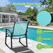 3 Piece Rocking Bistro Set, Outdoor Furniture with Rocker Chairs and Glass Coffee Table Set of 3, Balcony, Porch Furniture for Small Space, Blue