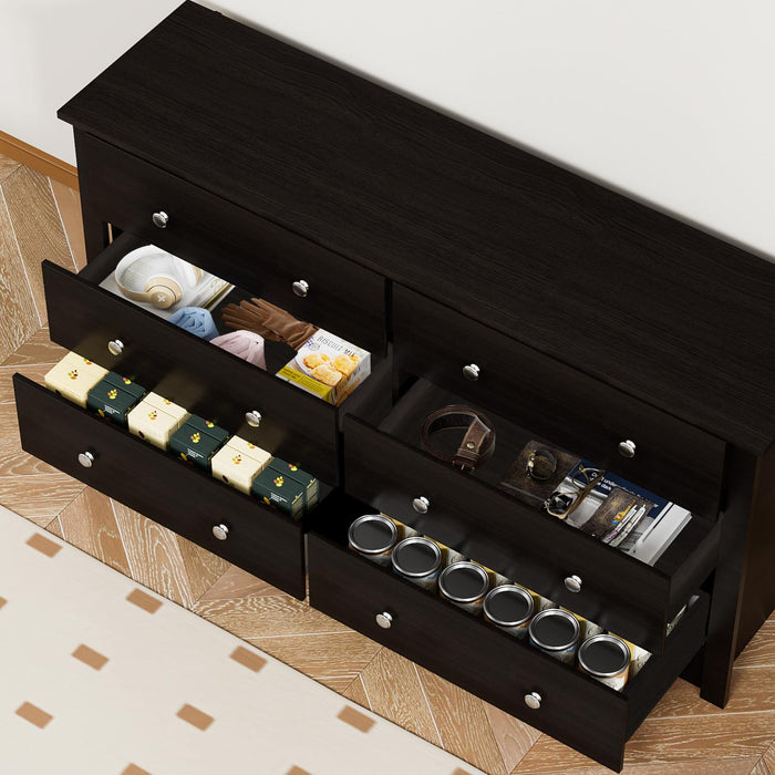 Black Dresser for Bedroom with 6 Drawers, 47.2" Chest of Drawers