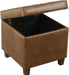 Square Tufted Storage Ottoman - Distressed Brown Faux Leather Small