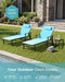 Outdoor Lounge Chair with Pillow, 5-Position Chaise Lounge with Wheels & Armrests, 400 Lbs Heavy Duty Aluminum Pool Lounger for Beach, Deck, Backyard & Poolside, Lake Blue