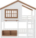 Twin Bunk Bed With Bookshelves Beige LinenFinishPremium