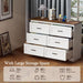 Farmhouse Dresser for Bedroom 6 Drawers Dresser with Power Outlets Rustic Chest of Drawers with Natural Texture White Organizer for Living Room Hallway
