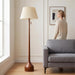 Mid Century Modern Real Wood Floor Lamp with 2 Shades for Two Looks