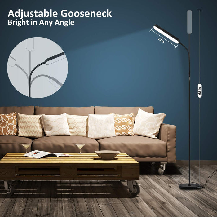 Floor Lamp, 15W/1000Lm Bright LED Floor Lamp with Stepless Adjustable 3000K-6000K Colors and Dimmer, Remote and Touch Control, Adjustable Floor Lamp for Living Room