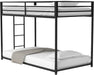Twin Bunk Bed with Stable Ladder, Twin over Bed Frame with Full-Length Guardrail, Low Platform Bed Frame for Adults, Teens, Boys,Girls, No Box Spring Needed, Black