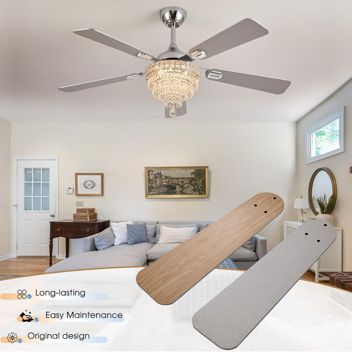 52" Crystal Chandelier Ceiling Fan with Lights - (Glam, Chrome)