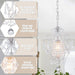 Modern Mini Chandelier,White Retro Crystal Light Fixtures Ceiling Mount 1 Light Small Crystal Chandeliers for Bedroom Elegant Hanging Lighting for Girls Room Dining Room Closet Kitchen Island